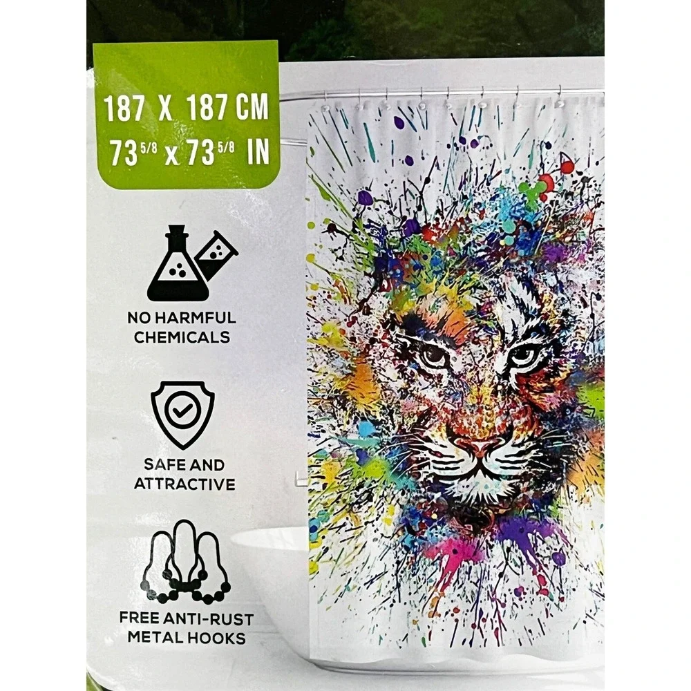 Nature's Own Essence Shower Curtain Liner TIGER Print